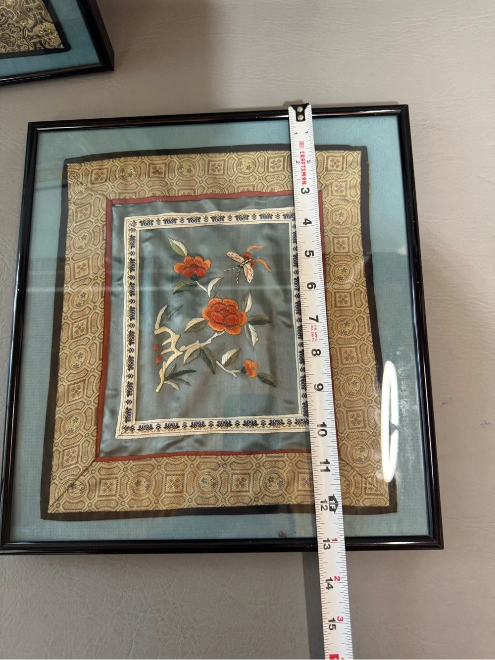 Vintage Set Chinese Silk Embroidery Butterfly Flowers Wall Hanging Picture Decor